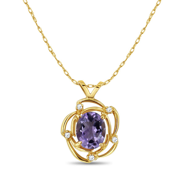 Oval Amethyst with Diamond Accent Necklace