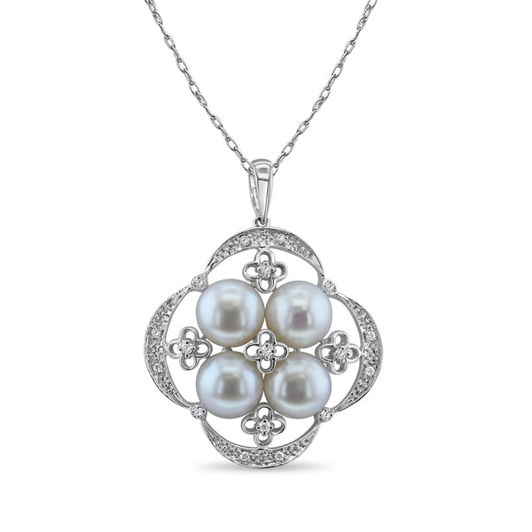 Freshwater Pearl & Pave Diamond Accented Necklace