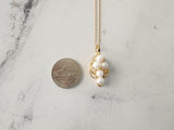 5MM Pearl Cluster Necklace  14k Yellow Gold