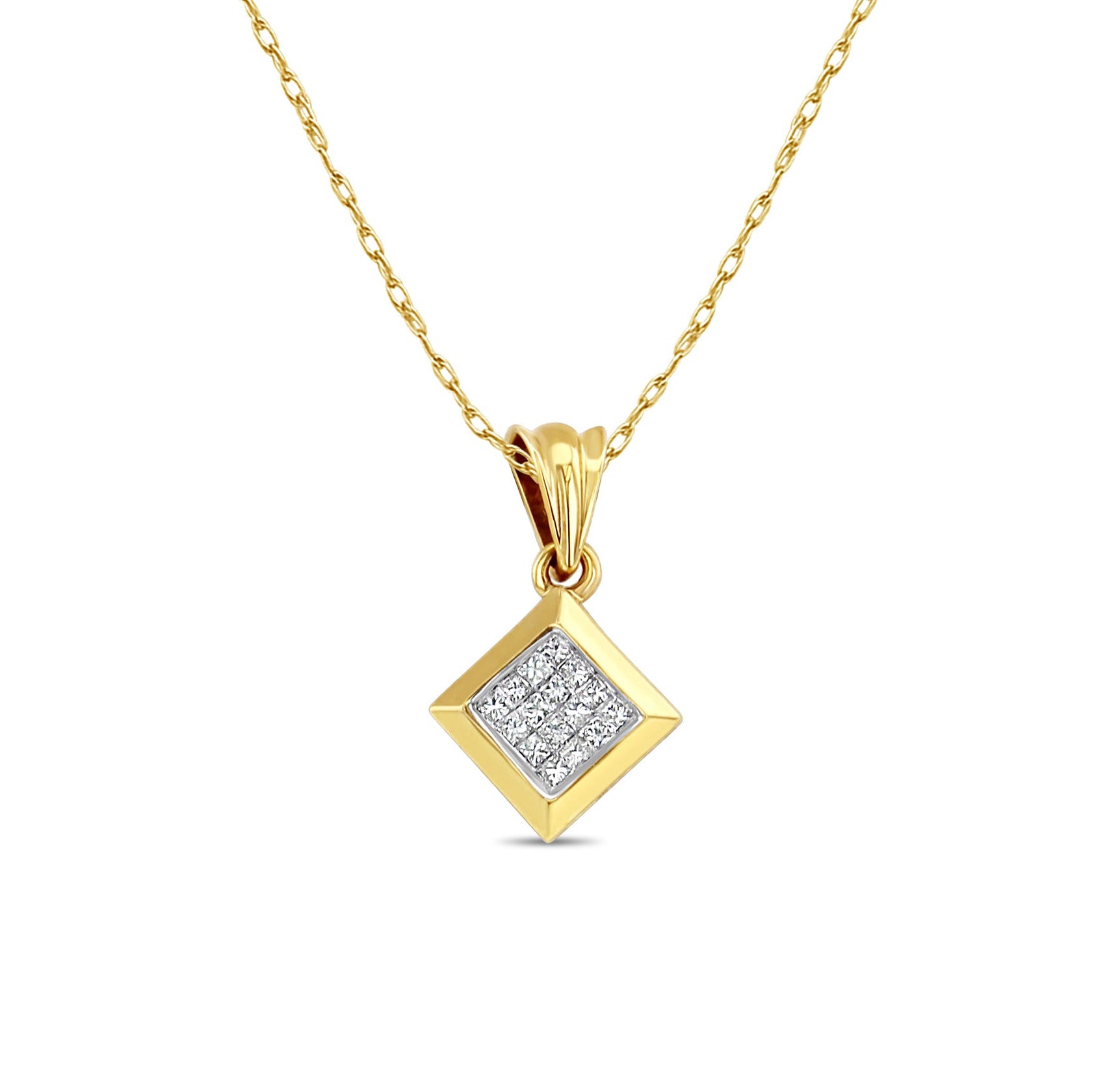 Princess Cut Diamond Pendant .50cttw 14k Yellow Gold