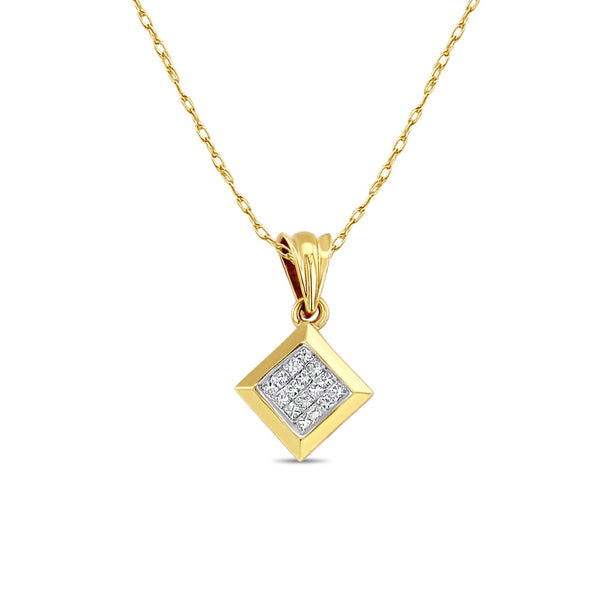 Princess Cut Diamond Pendant .50cttw 14k Yellow Gold