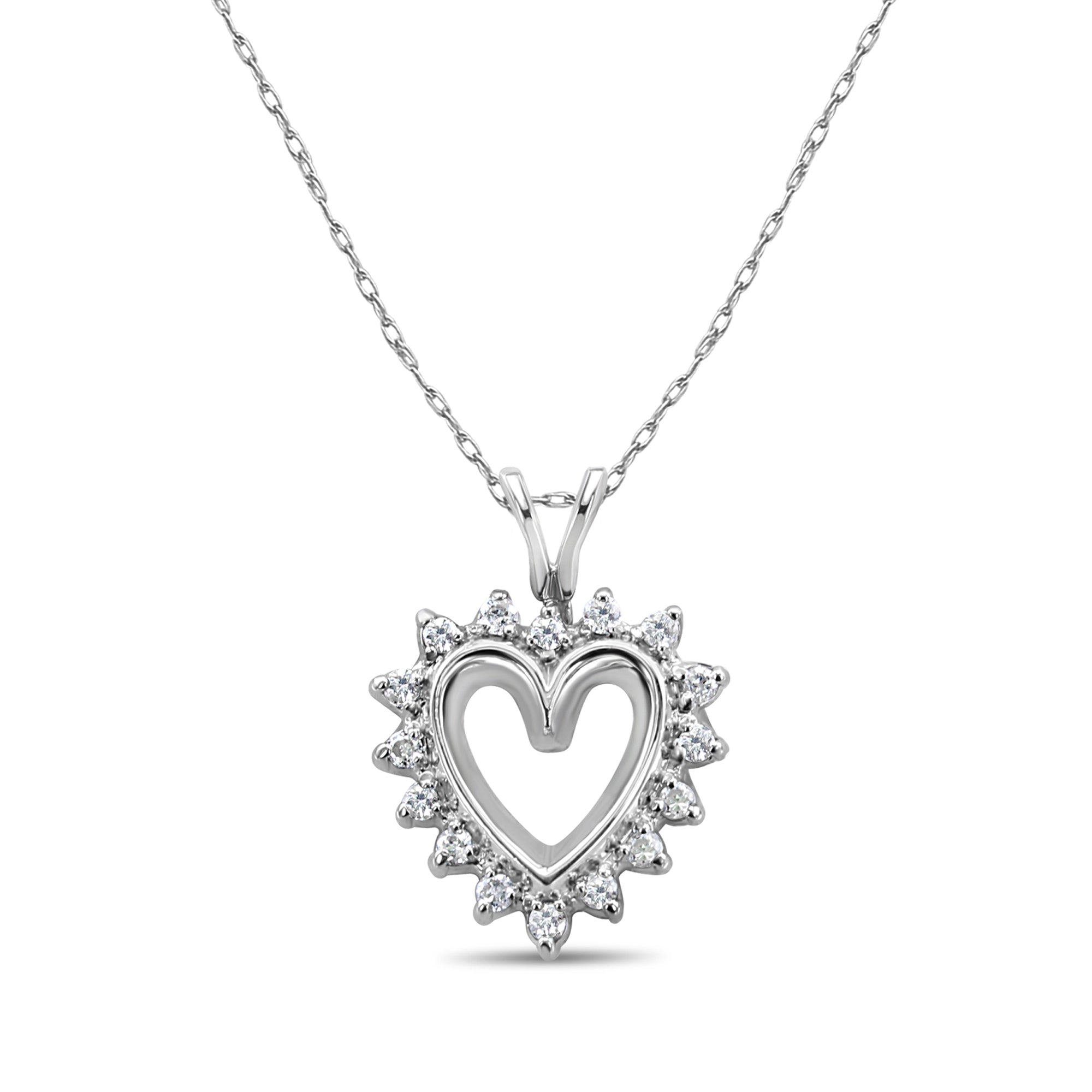 Small Diamond Heart Pendant .25ttw 14k White Gold