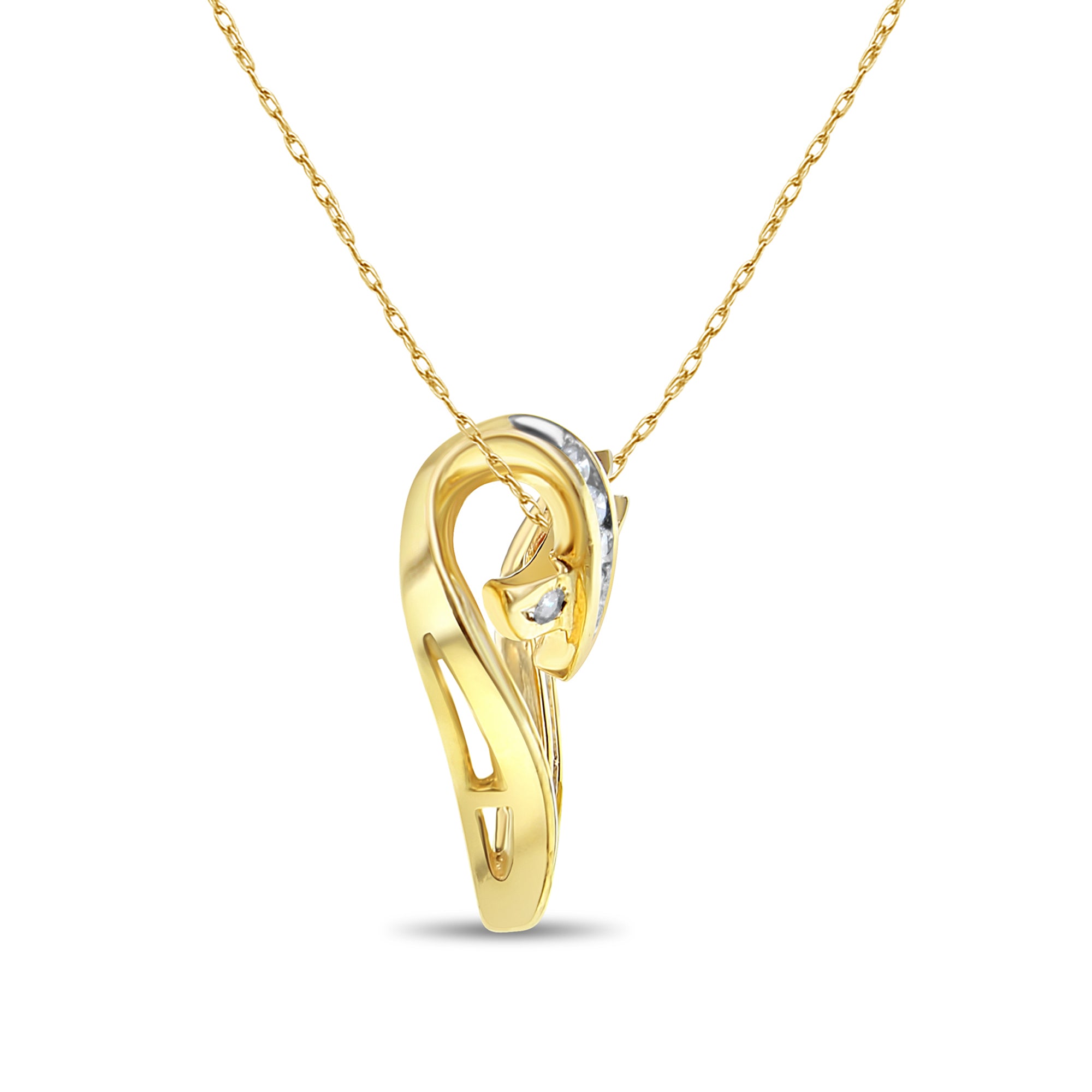 Diamond Floating Heart Pendant .50cttw 14k Yellow Gold