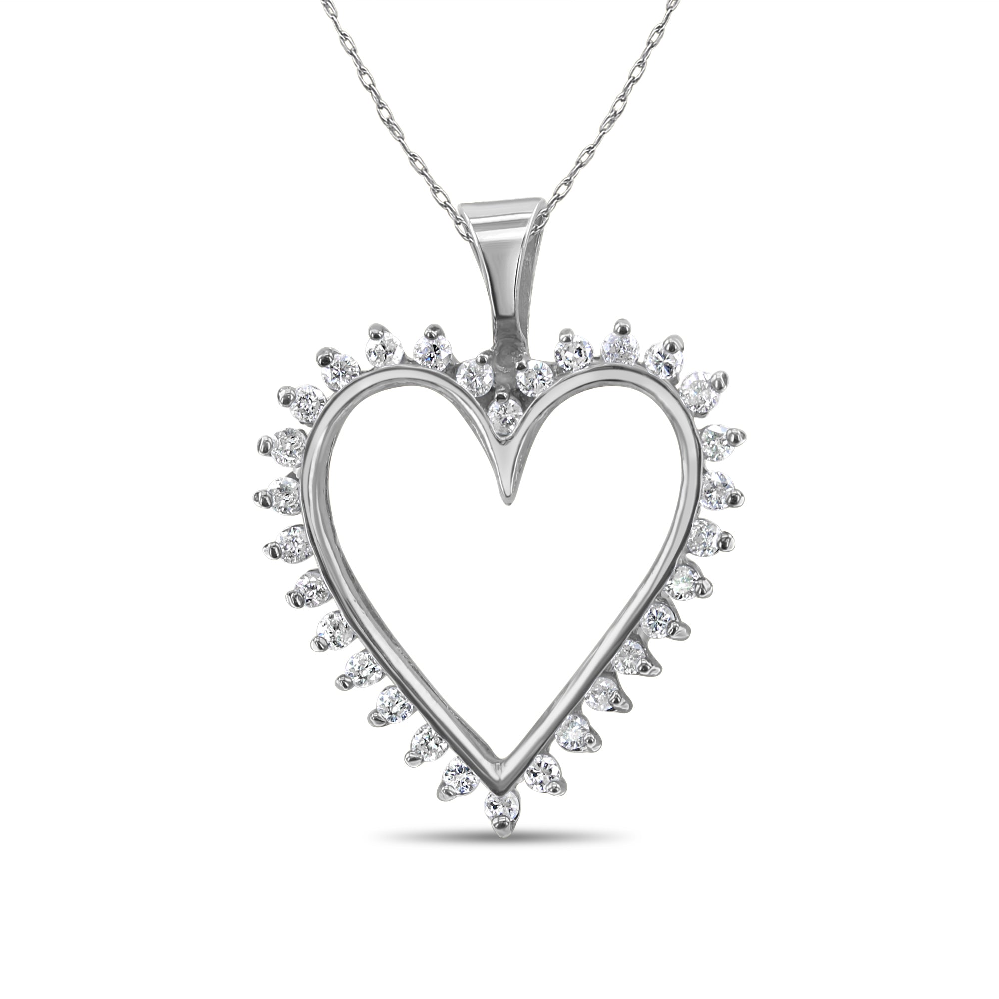 Colgante de corazón con diamantes tallados, 0,65 ct, oro blanco de 14 k