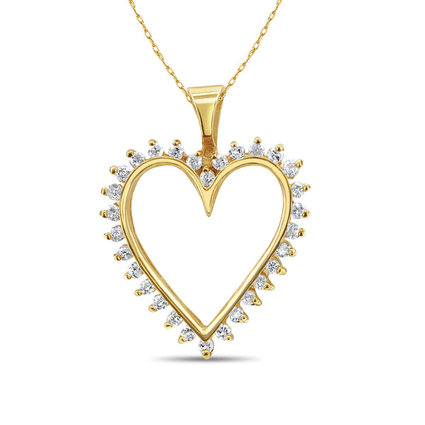 Diamond Cutout Heart Pendant .65cttw 14k Yellow Gold