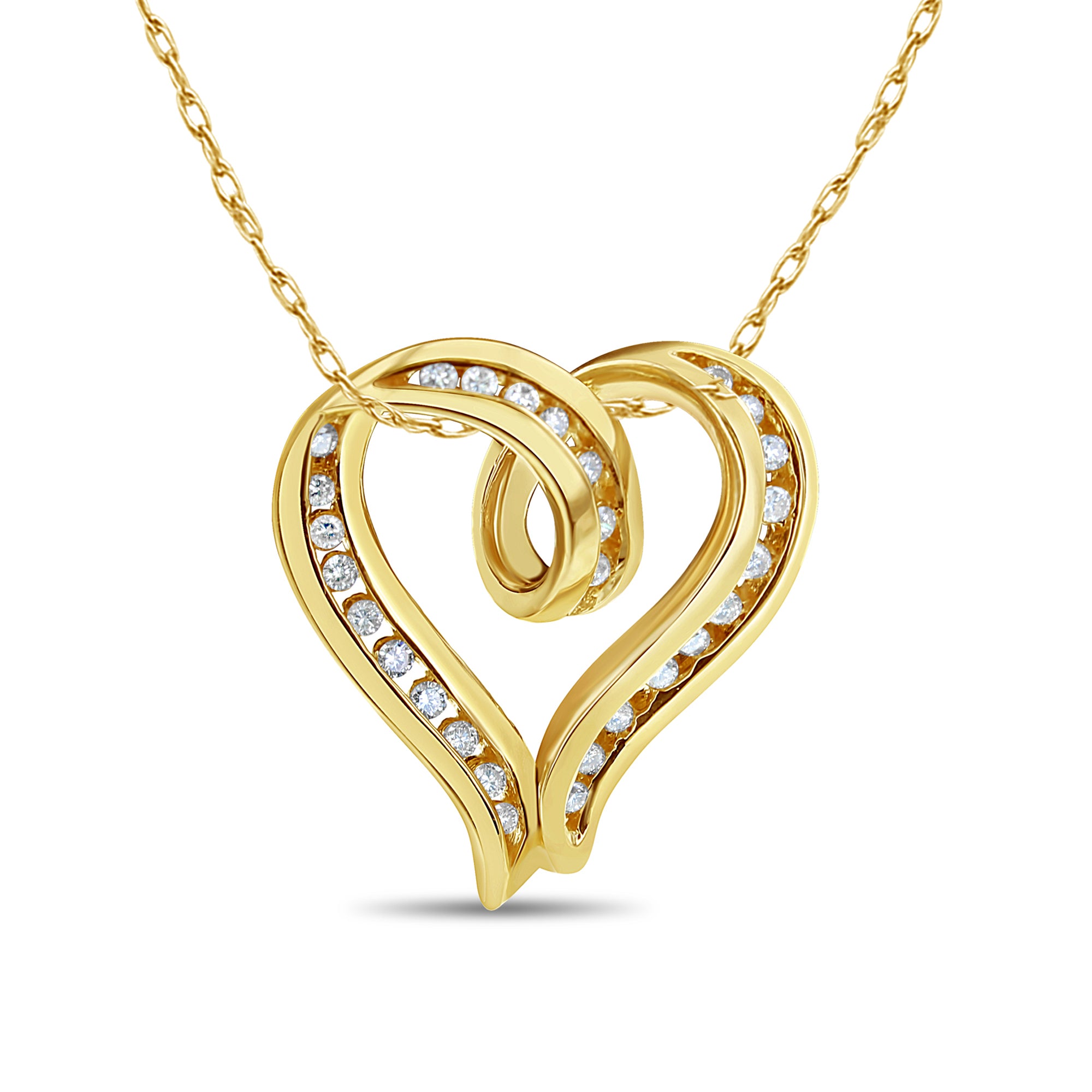 Diamond Floating Heart Pendant .68cttw 14k Yellow Gold