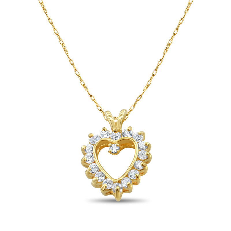 Delicado colgante con forma de corazón con diamantes tallados, 0,50 ct en oro amarillo de 14 k