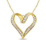 1/2 CT Diamond Floating Heart Necklace 14k Yellow Gold
