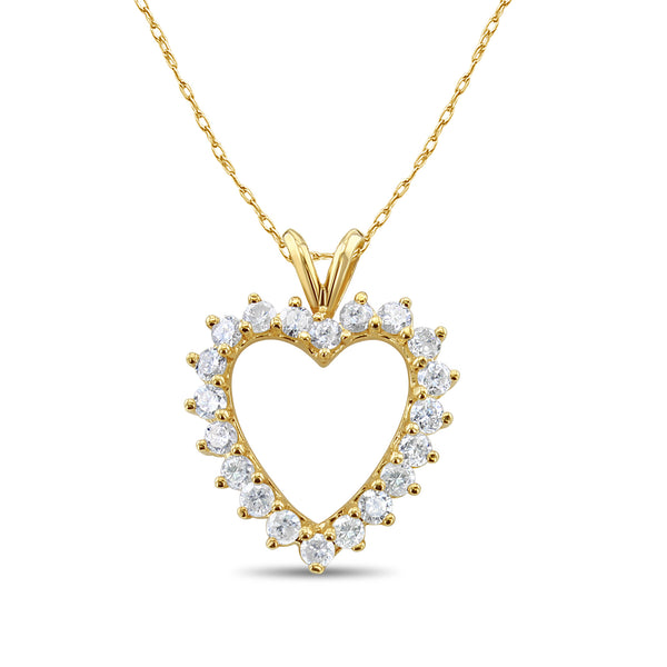 Diamond Heart Shaped Necklace 1.07cttw 14k Yellow Gold