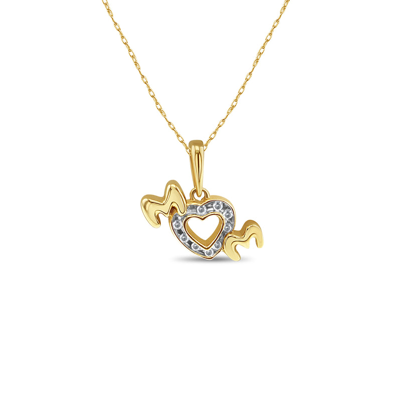 "Mom" Diamond Necklace 14k Yellow Gold