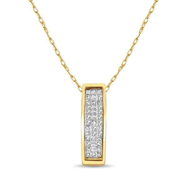 Princess Cut Diamond Necklace .50cttw 14k Yellow Gold