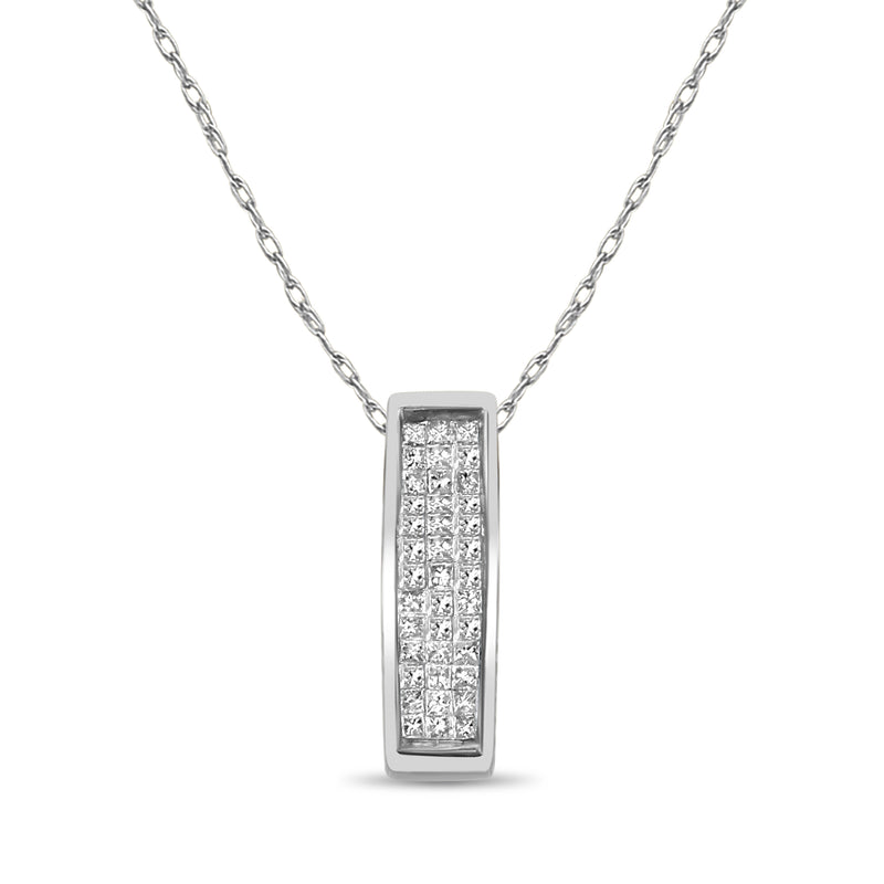 Princess Cut Diamond Necklace .50cttw 14k White Gold