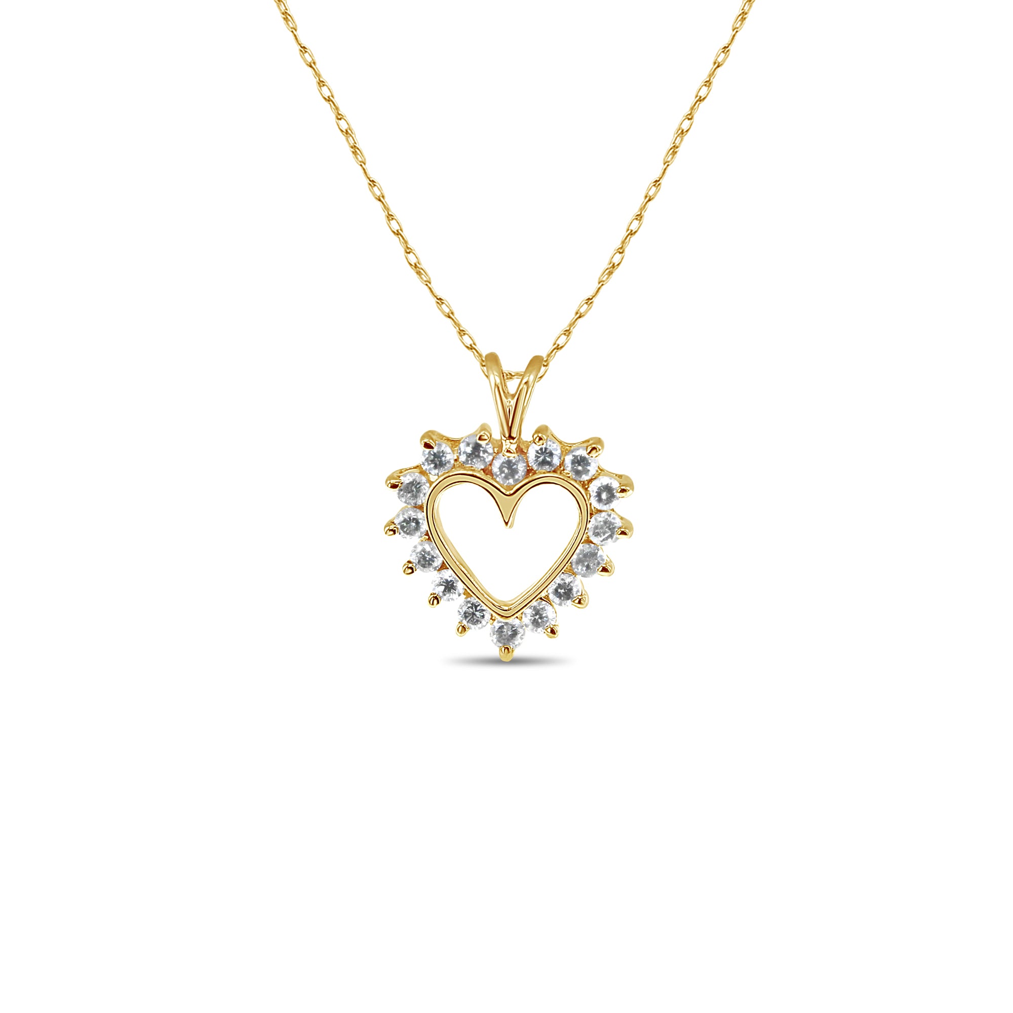 Small Heart Shaped Diamond Necklace 14k Yellow Gold