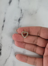 Small Heart Shaped Diamond Necklace 14k Yellow Gold