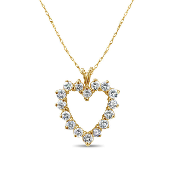 1 Carat Heart Shaped Diamond Necklace 14k Yellow Gold