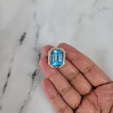 Emerald Cut blue topaz and diamond