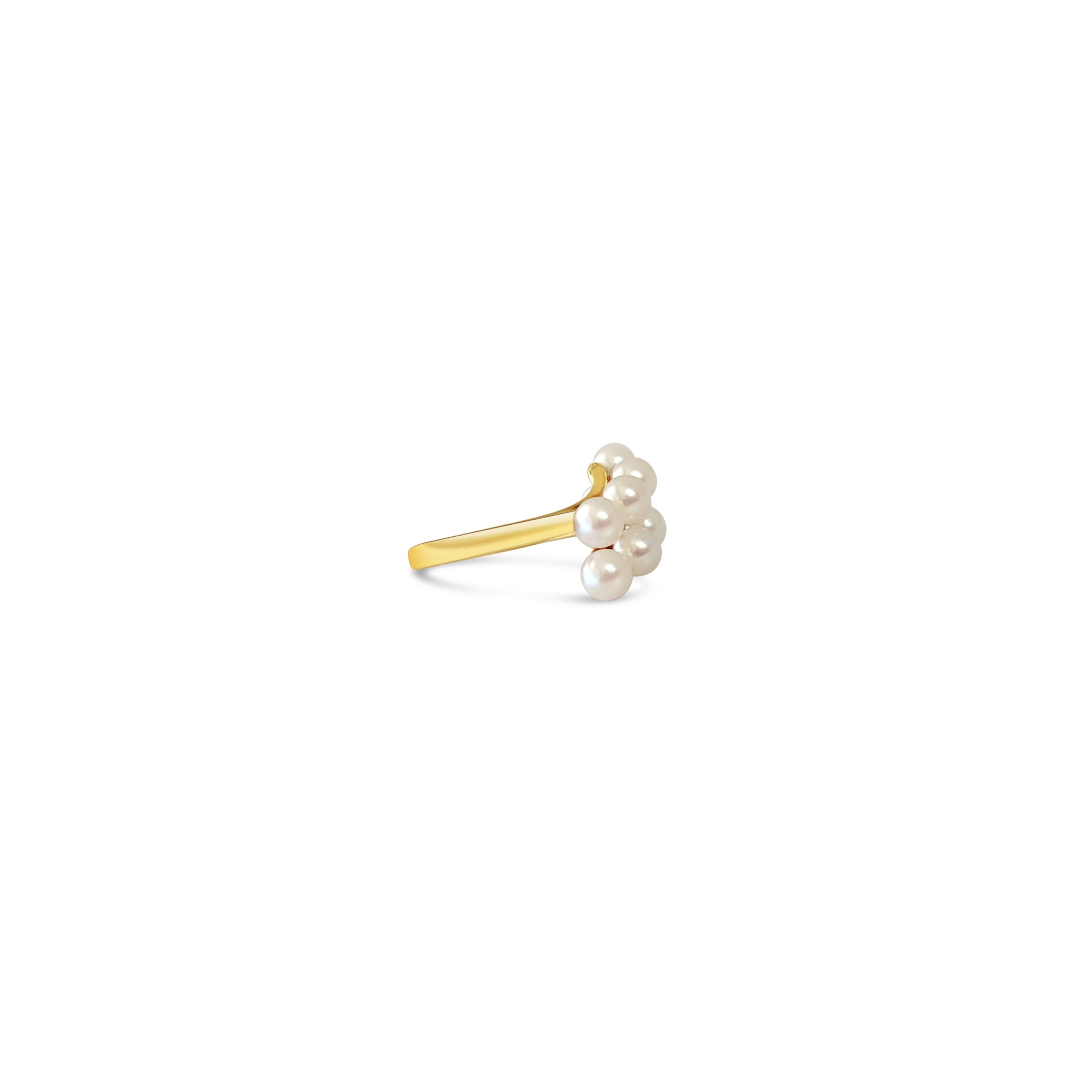 Diagonal Double Row Pearl Cluster Ring 14k Yellow Ring