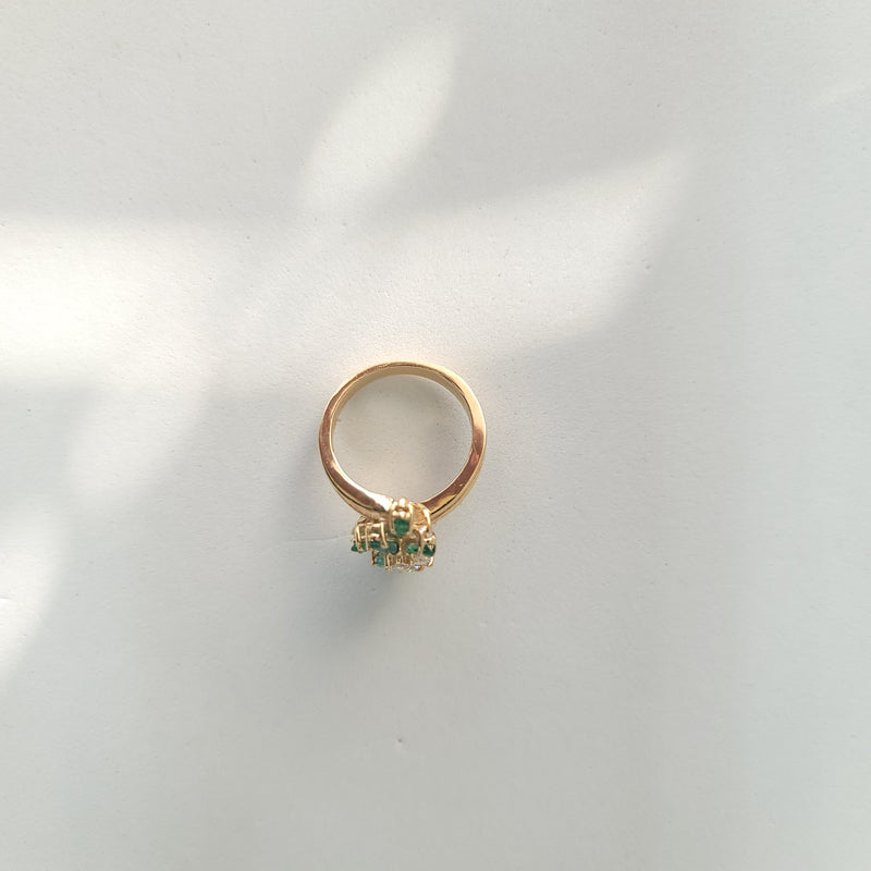 Emerald & Diamond Cocktail Ring 1.00cttw 14k Yellow Gold