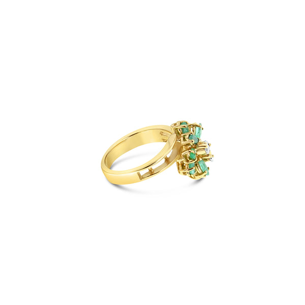 Emerald & Diamond Cocktail Ring 1.00cttw 14k Yellow Gold
