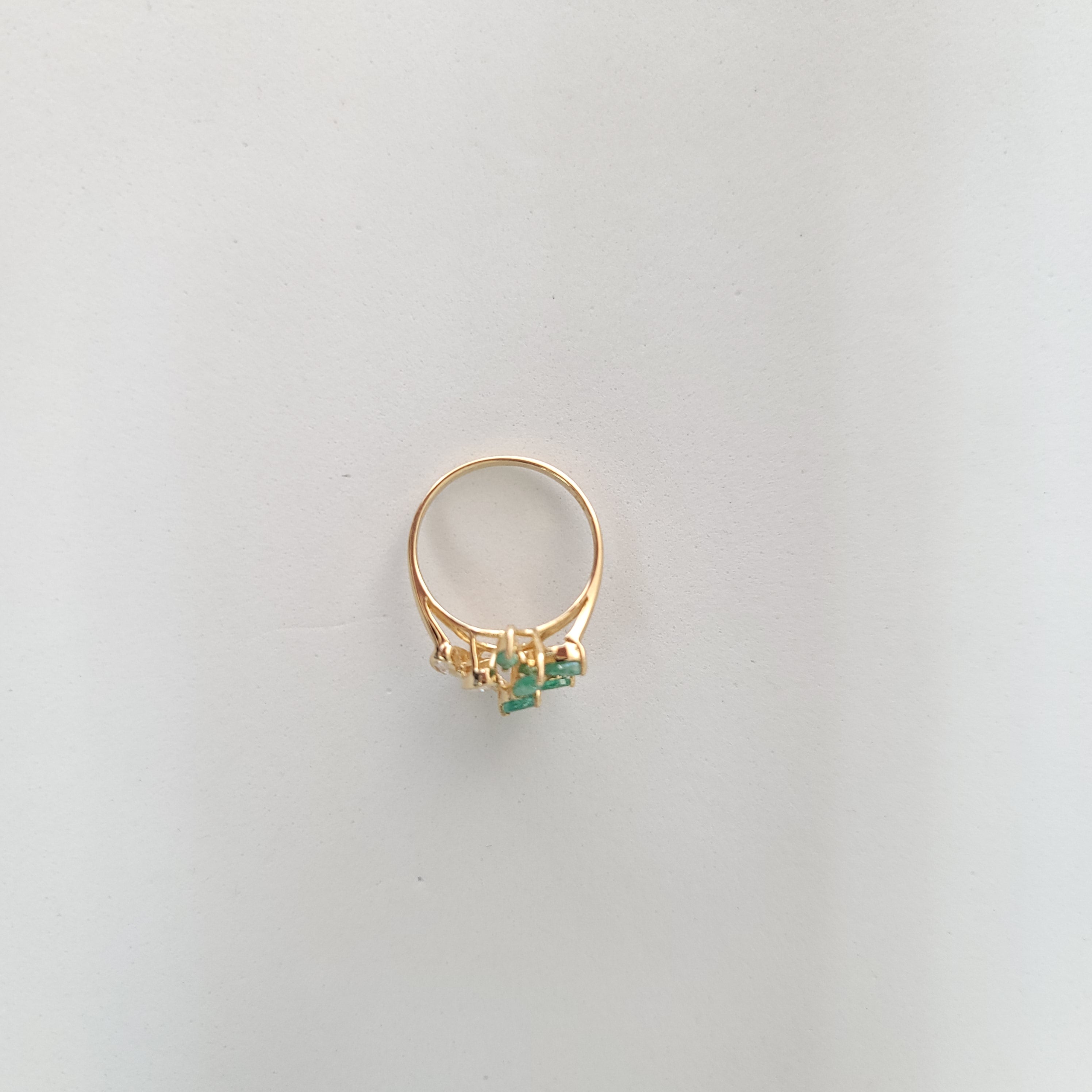 Emerald & Diamond Cluster Style Ring 1.00cttw 14k Yellow Gold