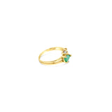 Pear Shaped Emerald & Diamond Wedding Band 1.00cttw 14k Yellow Gold