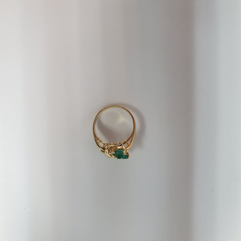 Marquise Emerald & Diamond Ring .33cttw 14k Yellow Gold