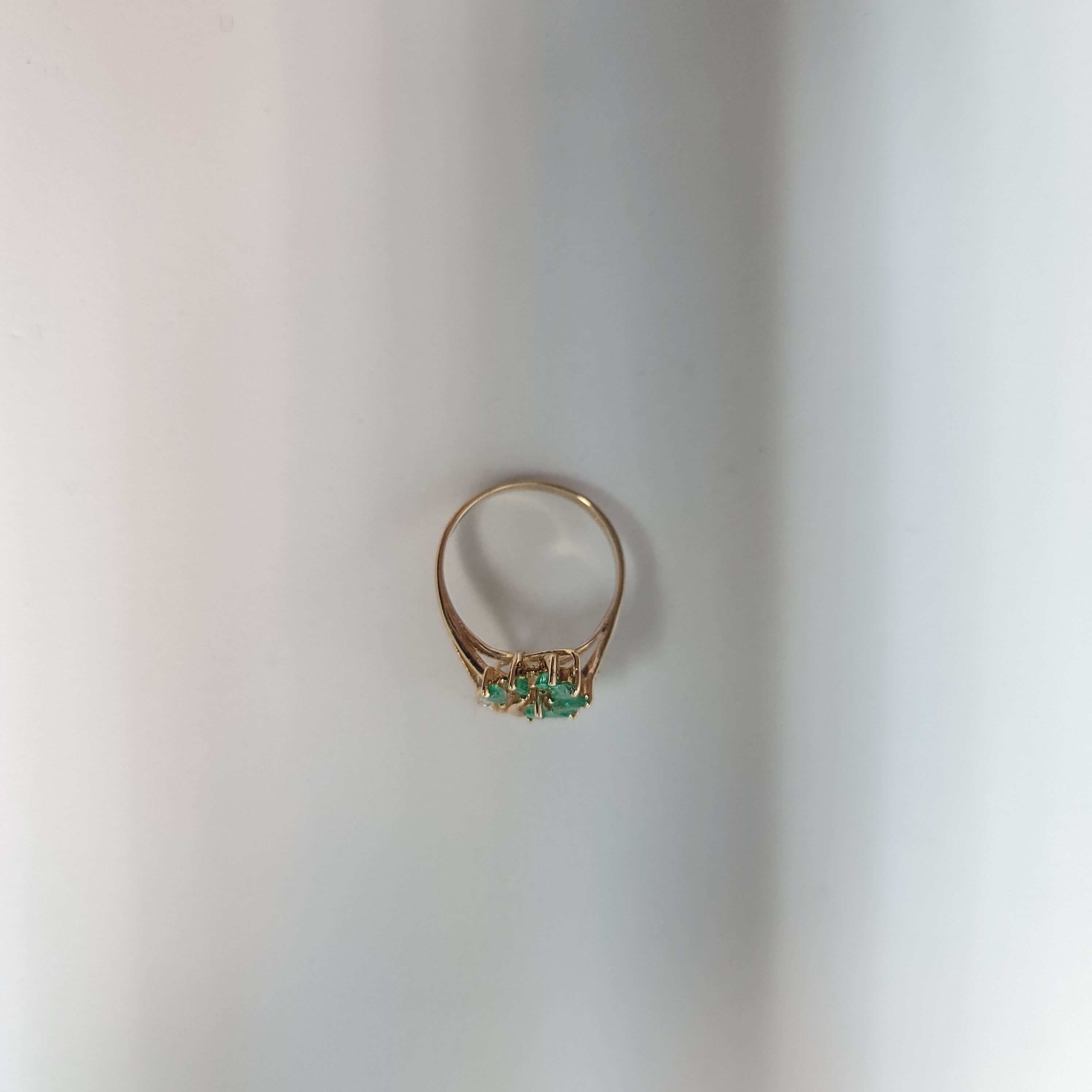 Marquise Emerald & Diamond Floral Style Ring .40cttw 14k Yellow Gold