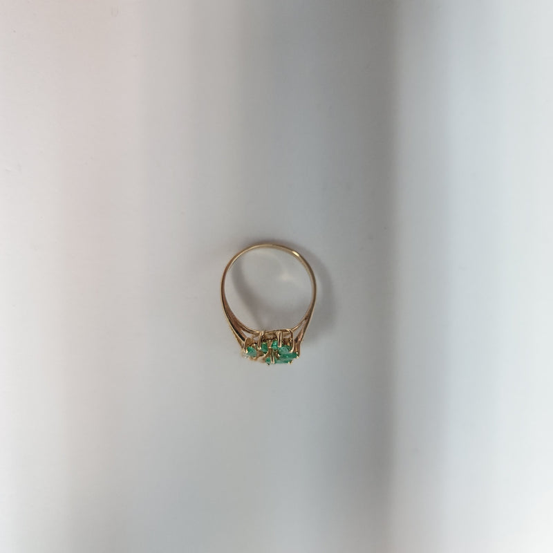 Marquise Emerald & Diamond Floral Style Ring .40cttw 14k Yellow Gold