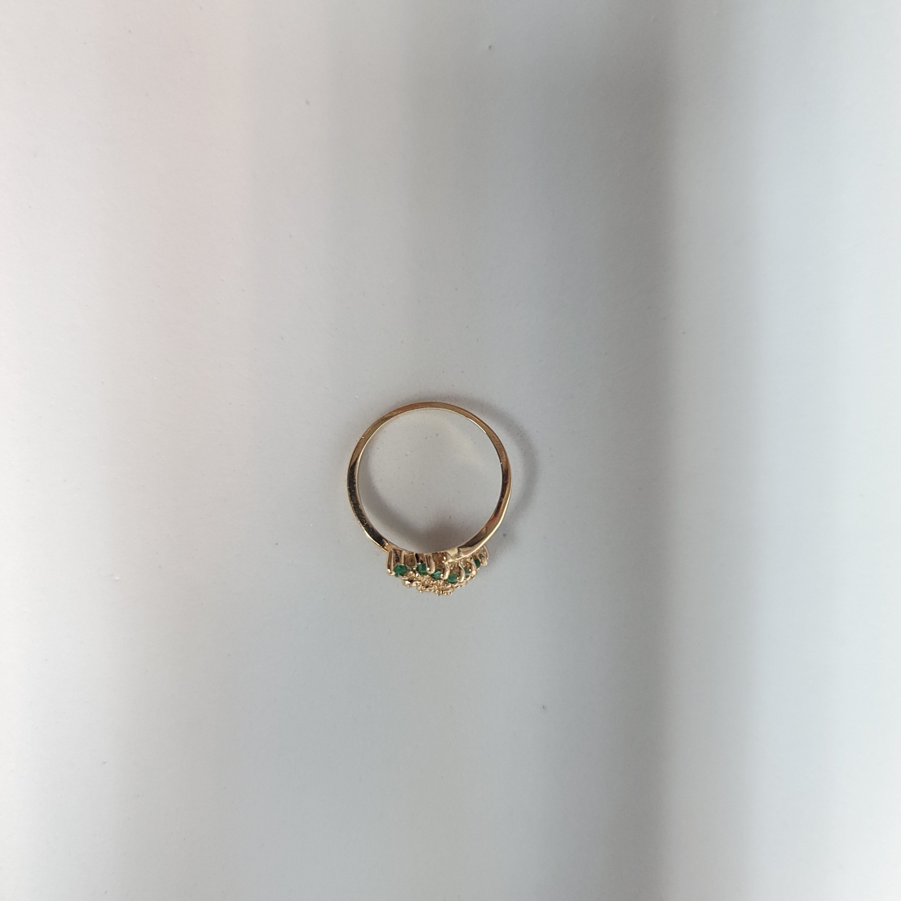 Emerald & Diamond Diagonal Row Ring .50cttw 14k Yellow Gold