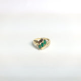 Marquise Emerald & Diamond Diagonal Row Cocktail Ring .50cttw 14k Yellow Gold