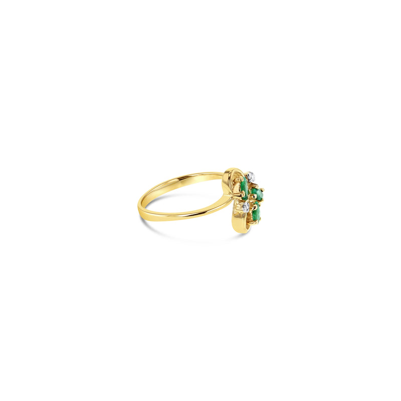Marquise Emerald & Diamond Ring .29cttw 14k Yellow Gold