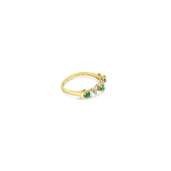 S Style Emerald & Diamond Ring .15cttw 10k Yellow Gold