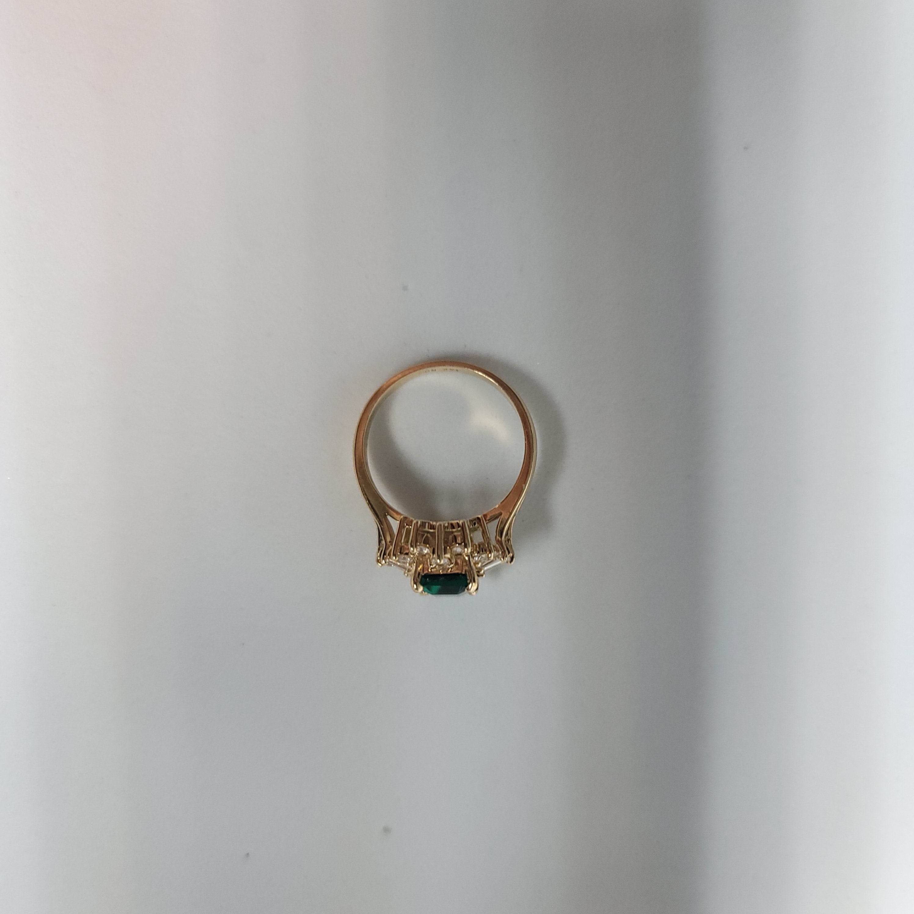 Lab Generated Emerald with Diamond Halo Engagement Ring 14k Yellow Gold