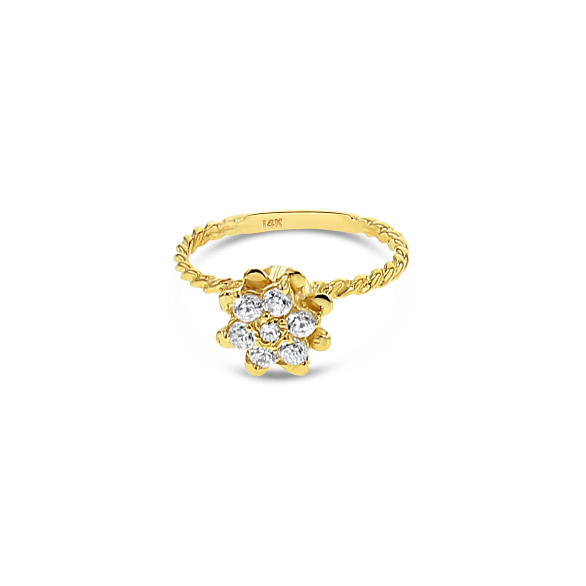 Diamond Tulip Flower Ring .25cttw 14k Yellow Gold