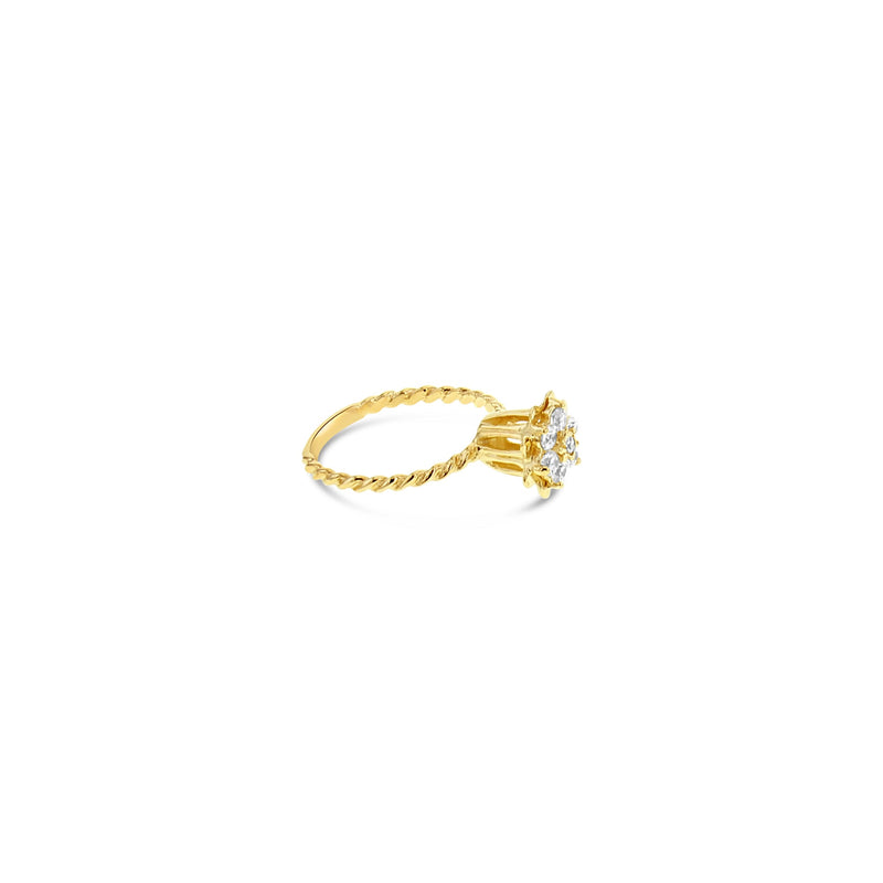 Diamond Tulip Flower Ring .25cttw 14k Yellow Gold