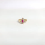 Marquise Ruby with Diamond Halo Ring .50cttw 10k Yellow Gold
