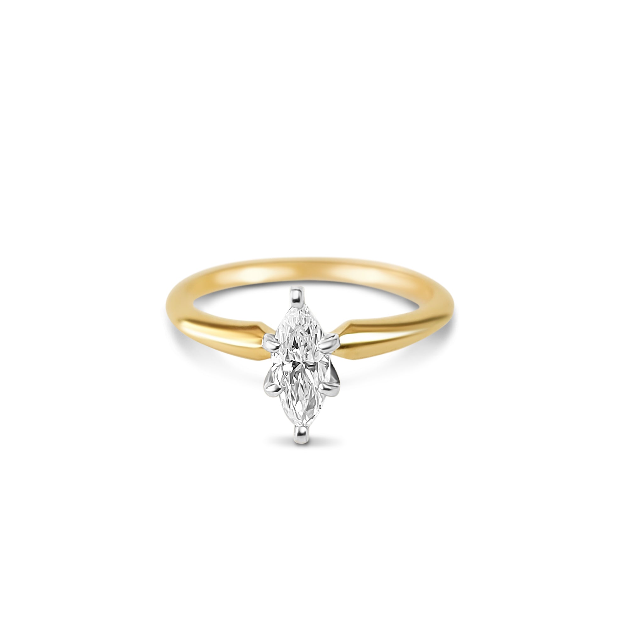 Half Carat Marquise Solitaire Diamond Engagement Ring .50cttw 14k Yellow Gold