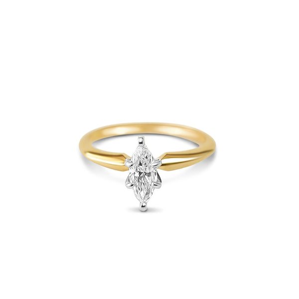 Half Carat Marquise Solitaire Diamond Engagement Ring .50cttw 14k Yellow Gold