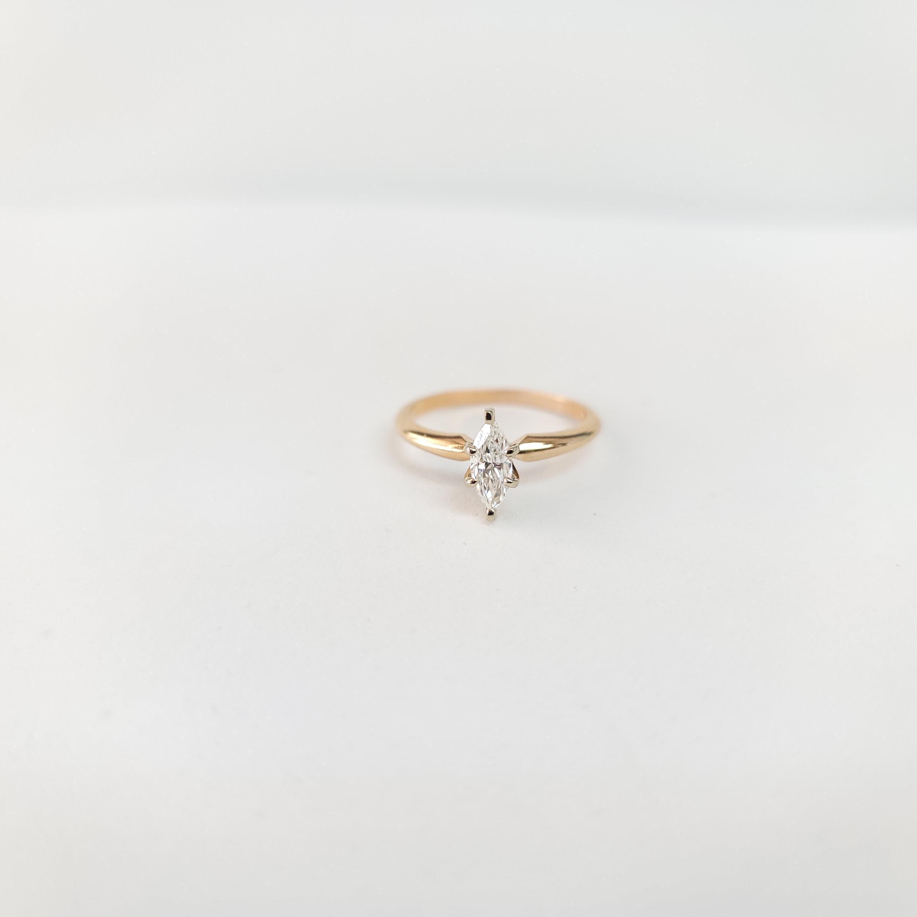 Half Carat Marquise Solitaire Diamond Engagement Ring .50cttw 14k Yellow Gold