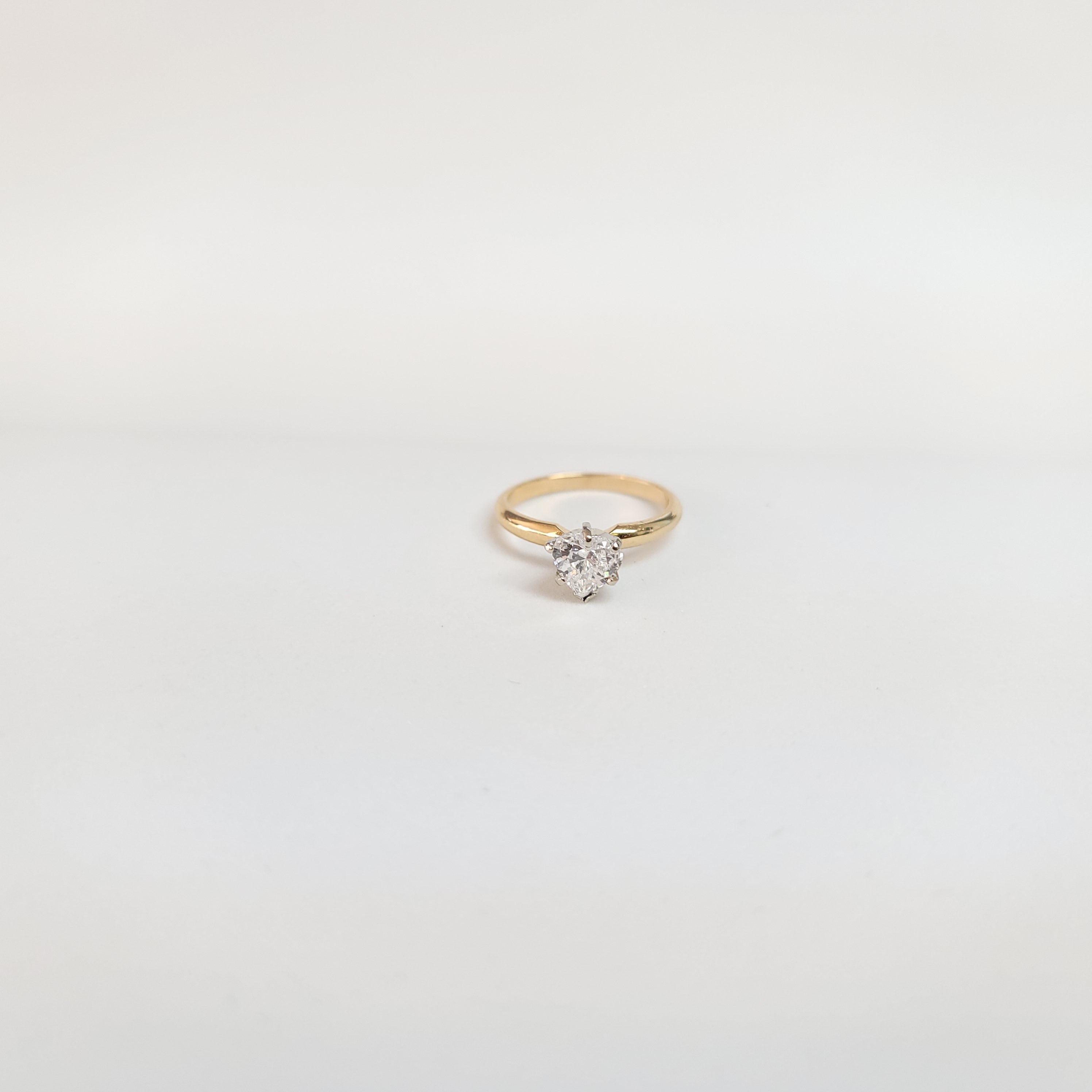 Heart Shaped Solitaire Diamond Engagement Ring 1.00cttw 14k Yellow Gold