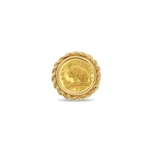 1/20OZ Panda Coin Rope Bezel Ring 14k Yellow Gold