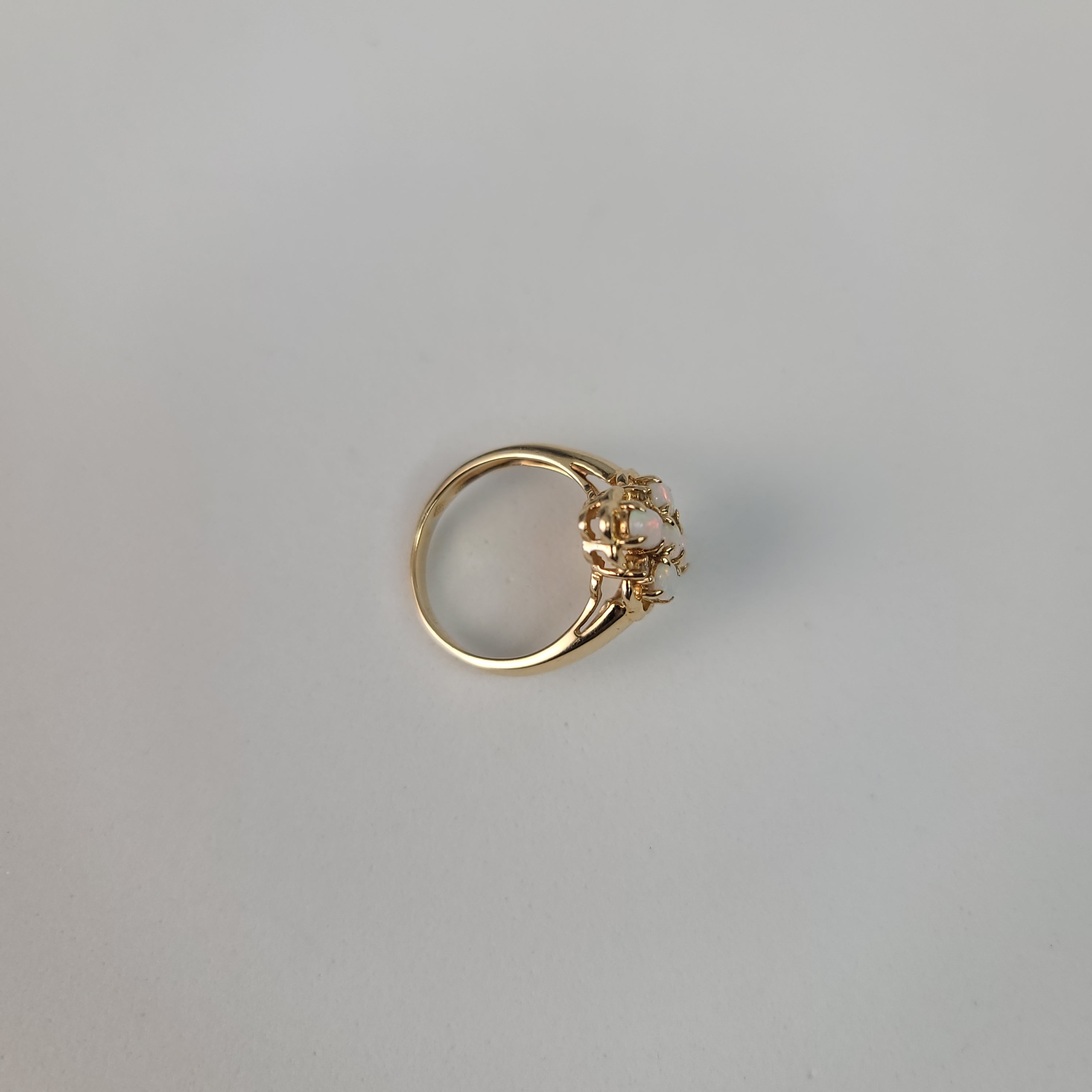 Opal Cluster Diamond Ring 10k Yellow Gold