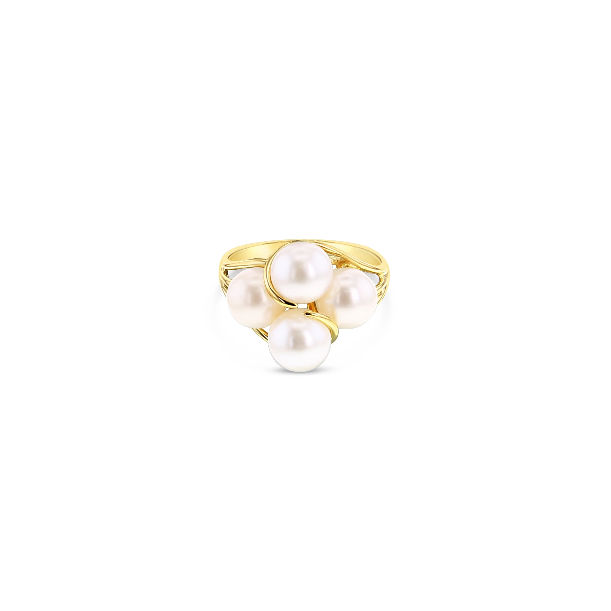 Freshwater Pearl Cluster Ring 14k Yellow Gold