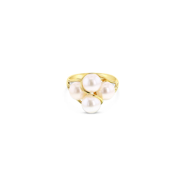 Freshwater Pearl Cluster Ring 14k Yellow Gold