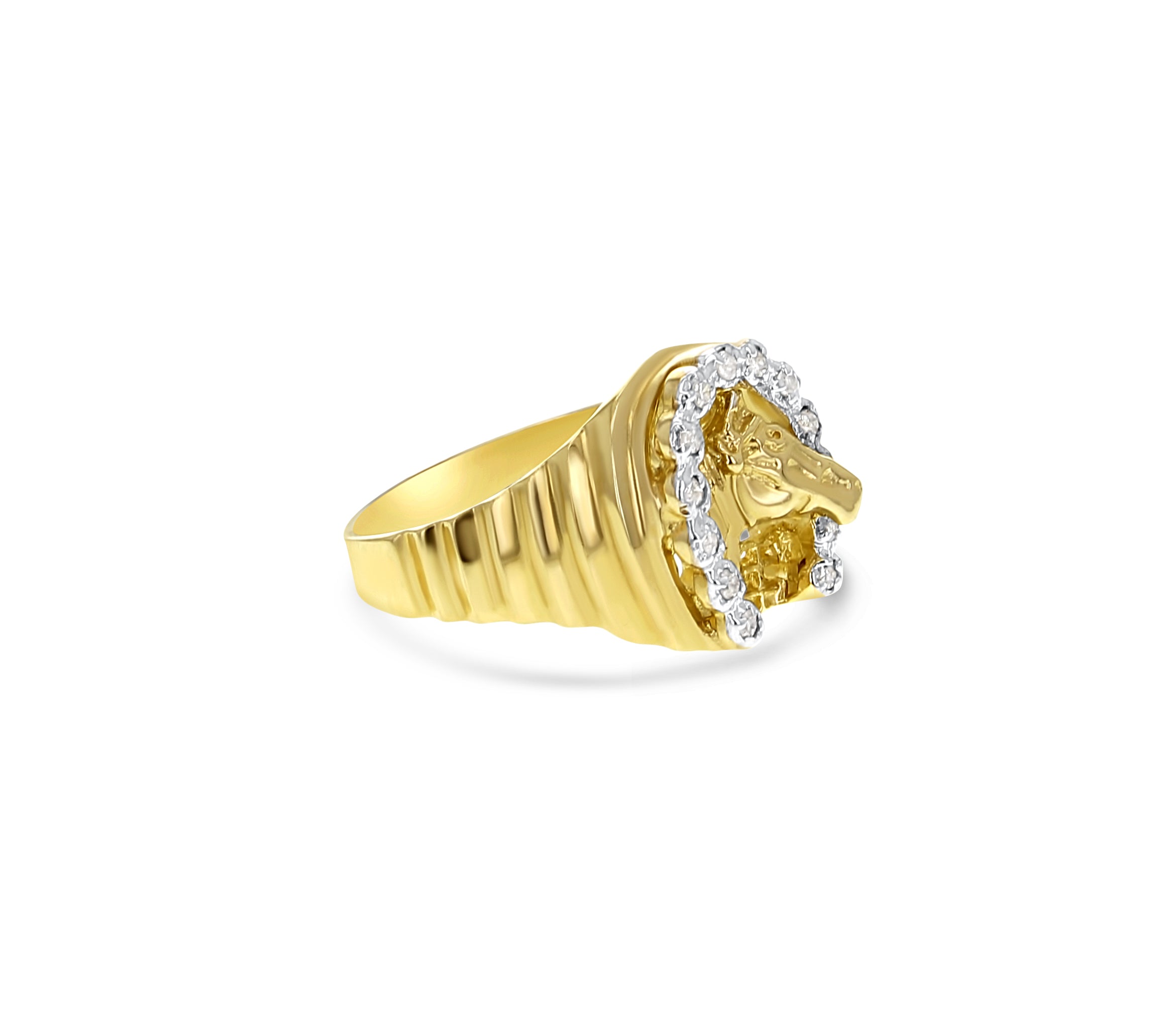 Lucky Horseshoe Horse Head Diamond Ring