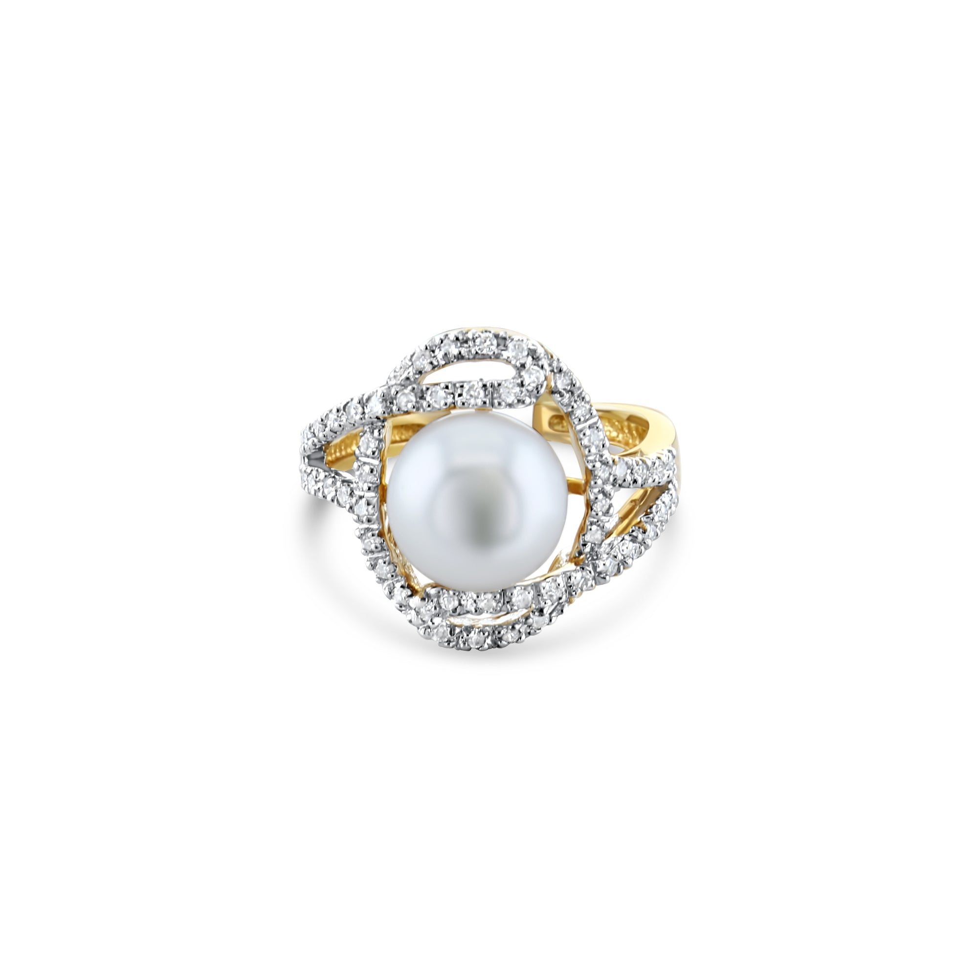 Freshwater Pearl Diamond Ring .32cttw 14k Yellow Gold