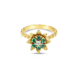 Medium Emerald Tulip Ring 14k Yellow Gold