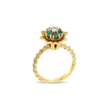 Medium Emerald Tulip Ring 14k Yellow Gold
