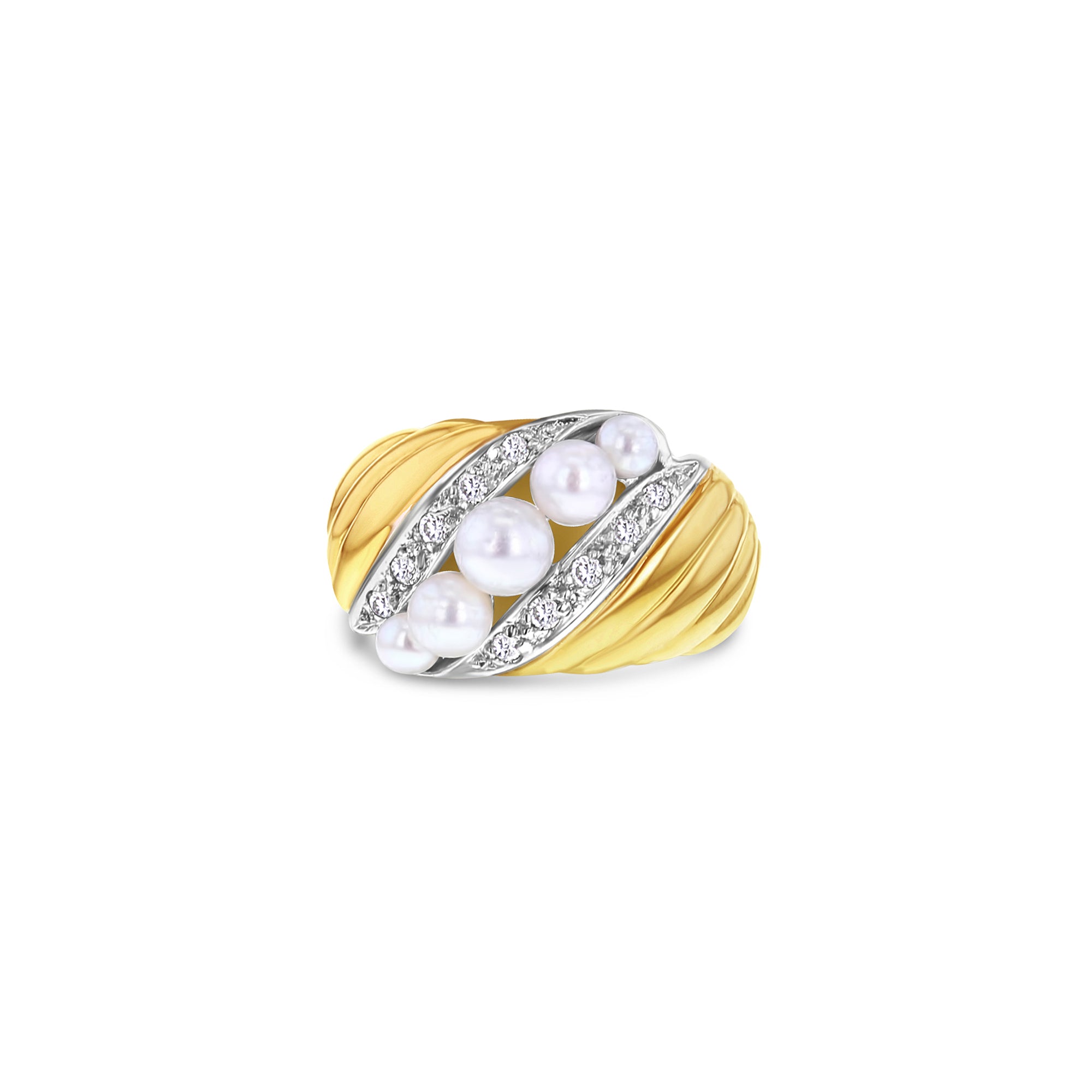 Pearl Diamond Statement Ring 14k Yellow Gold - Queen of Gemz