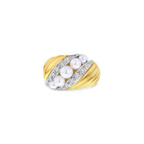 Pearl Diamond Statement Ring 14k Yellow Gold - Queen of Gemz